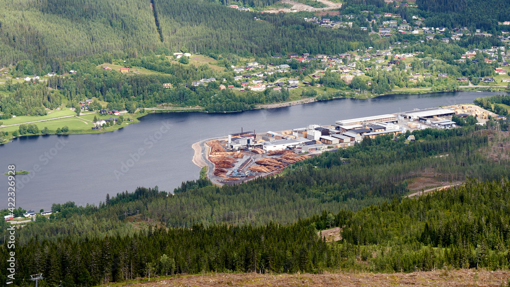 Canvas Prints View of a Woodworking, a paper factory in Trysil, Norway