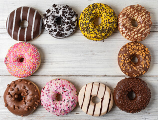 donuts on a wooden background