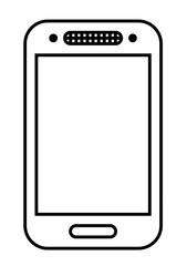 Icon of smartphone with black border and white background.