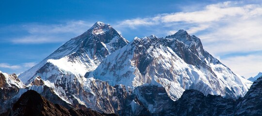 mount Everest, Lhotse and Nuptse from Renjo pass