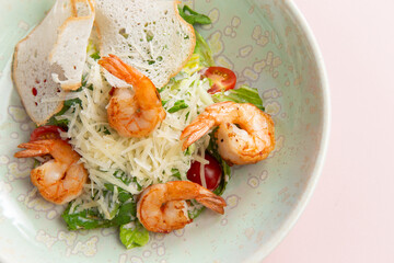 Shrimp salad in a plate.