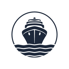 Sea ship graphic icon. Cruise liner in the circle sign isolated on white background.  Vector illustration © archivector