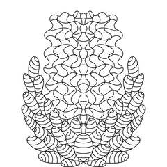 Hyacinth flower with leaves line art stock vector illustration. Floral symmetry coloring page for adults and children. Decorative fantasy flower hand drawn black outline white isolated. One of a serie