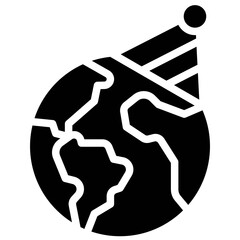 Earth with Party hat icon, Earth Day related vector