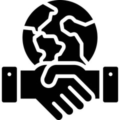 Earth with Handshake icon, Earth Day related vector