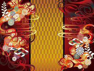 和柄 矢絣 金 雲