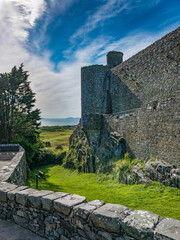 View towards Irish Sea from Harlech Castle, Gwynedd, Wales, UK