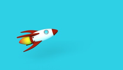 Fototapeta na wymiar 3d render. rocket takeoff on a blue background
