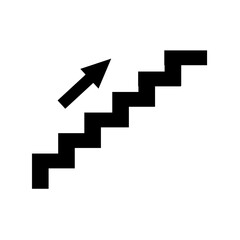Stairs up vector icon. Up, down ,step, top symbol. Arrow, ladder, stairway, step icon. Linear style sign for mobile concept and web design. Stairs symbol logo illustration. vector graphics - Vector.