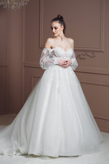 Fototapeta premium Beautiful bride with fashion hairstyle and make-up