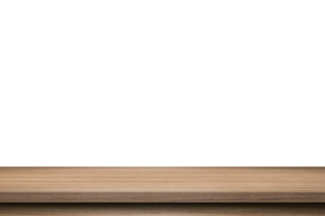 Empty wood table on isolate white background and display montage with copy space for product.