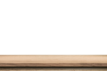 Empty wood table on isolate white background and display montage with copy space for product.