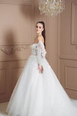 Fototapeta premium Beautiful bride with fashion hairstyle and make-up