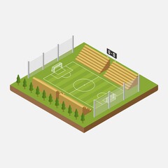 Isometric soccer field stadium building for football sport isolated vector illustration