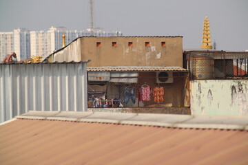 Fototapeta premium rooftop drying laundry Asia