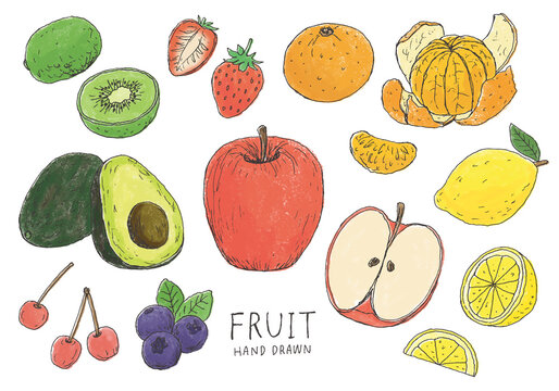 果物の手描きイラストセット（カラー）