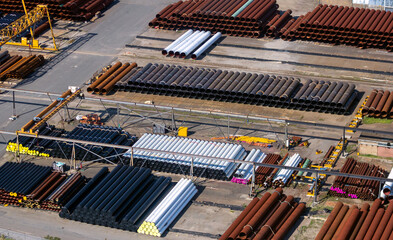 Metal and plastic industrial tube metal factory storage lot