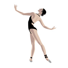 The ballerina stands in a beautiful pose. Without background