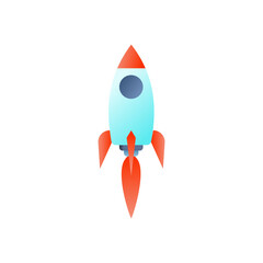 Vector illustration concept rocket launch. Space ship icon in flat style.