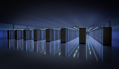 Server room data center - 3d rendering