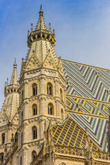 Fototapeta na wymiar Towers of the historic Stephansdom church in Vienna, Austria