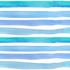 Watercolor hand drawing blue line tile of a pattern. 