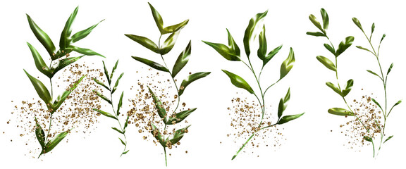 Gräsersammlung mit Goldstaub