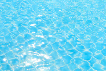 Plakat Blue water in pool for abstract background or Swimming pool rippled.
