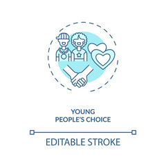 Modern people choice concept icon. Young couple style and culture idea thin line illustration. Heart shapes and hands together vector isolated outline RGB color drawing. Editable stroke
