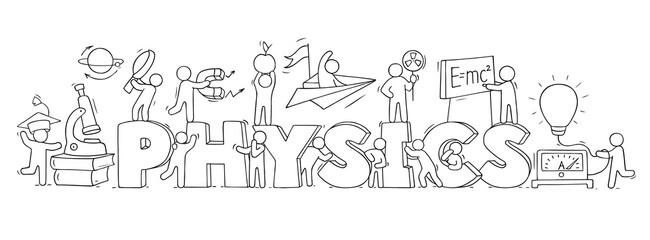 physics lab with working little people