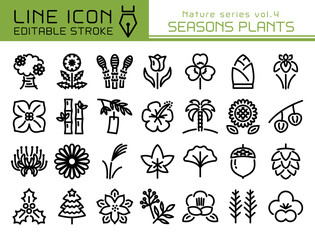 ラインアイコン　自然シリーズvol.4　季節の植物