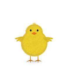 Easter chicken cartoon isolated on white. 