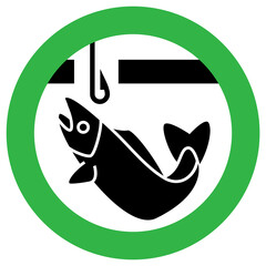 Ice Fishing allowed sign, modern round sticker