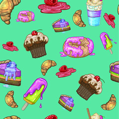 pattern, sweets, cake, candy vector