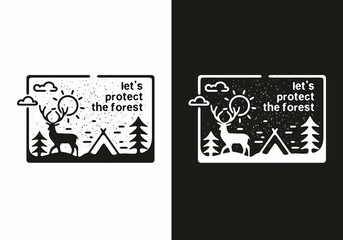 Protect the forest line art illustration