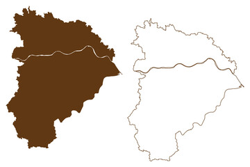 Obraz premium Altotting district (Federal Republic of Germany, rural district Upper Bavaria, Free State of Bavaria) map vector illustration, scribble sketch Altotting map