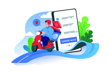 03. Fast delivery by scooter on mobile.