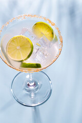 Colorful cocktails on the bar table in restaurant.