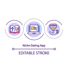 Niche dating app concept icon. Sites with specific demographics to narrow pool of potential matches. Love idea thin line illustration. Vector isolated outline RGB color drawing. Editable stroke