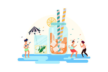 Summer Time scene Vector Illustration concept. Flat illustration isolated on white background.