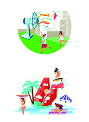 Summer Time scene Vector Illustration concept. Flat illustration isolated on white background.