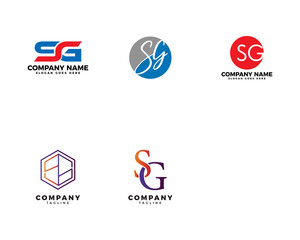 Set of Initial Letter SG Logo Template Design