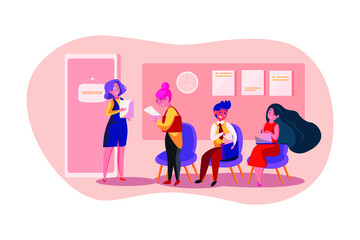 Business people waiting for job interview