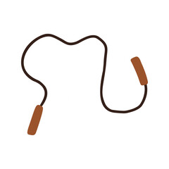 Single clipart jump rope of sports equipment set. Cute vector hand drawn illustration. Training at home. Fitness clipart about healthy lifestyle. Sports in home. Isolated on white background.