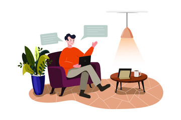 Work from home Vector Illustration concept. Flat illustration isolated on white background.