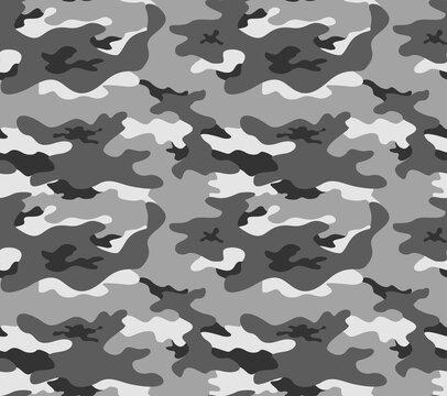 Gray camouflage texture, seamless pattern for textiles. EPS
