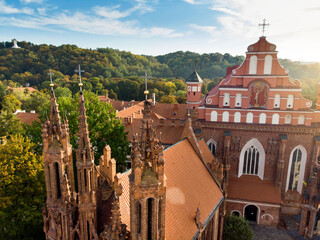 Aerial view of St. Anne's Church and neighbouring Bernardine Church, one of the most beautiful and...
