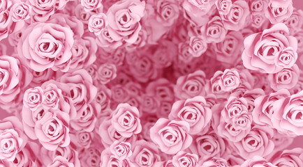 Pink roses background with shallow depth of field