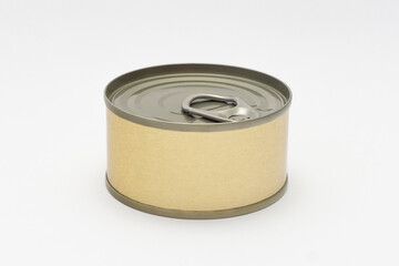 Cylinder tin can isolated on white background.
