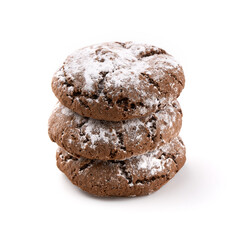 Homemade chocolate cookies on white background. Dessert. 